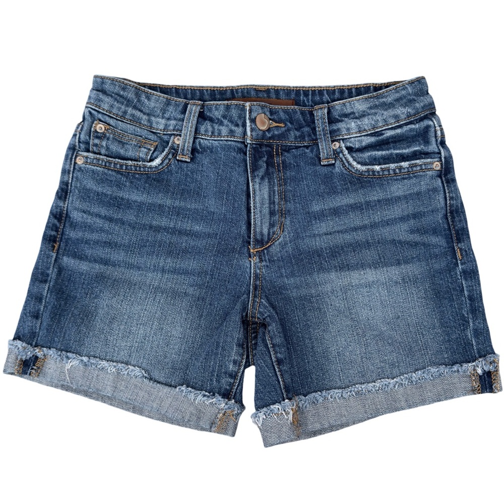 Joe’s Jeans Denim Cuffed Raw Hem Distressed 5 Pocket Zipper Shorts Size 24
